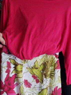 2 pieces!!  Louben II  Floral Skirt size large & Joie pink long sleeve t-shirt